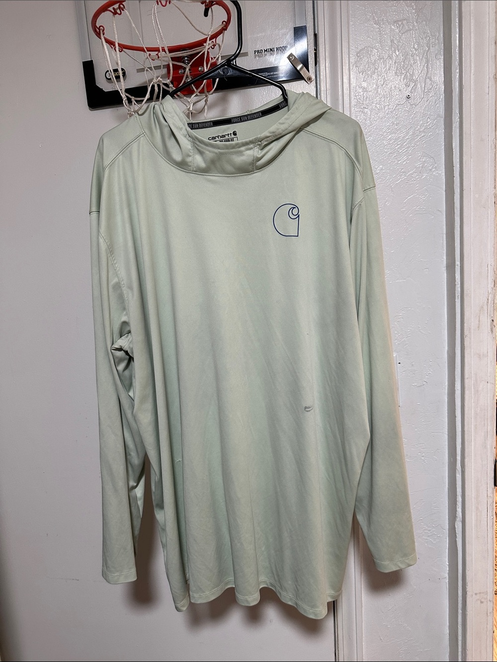 Carhartt Light Mint Green Hooded Long-Sleeve Performance Shirt